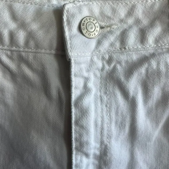 Topshop Women's Mom High Rise White Denim Shorts Size 12