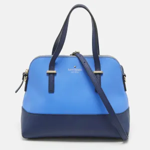 Two Tone Blue Leather Cedar Street Maise Satchel
