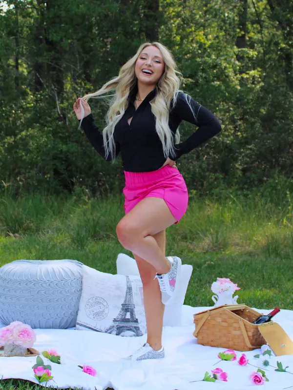 Ultra High Waisted Activewear Shorts, Hot Pink