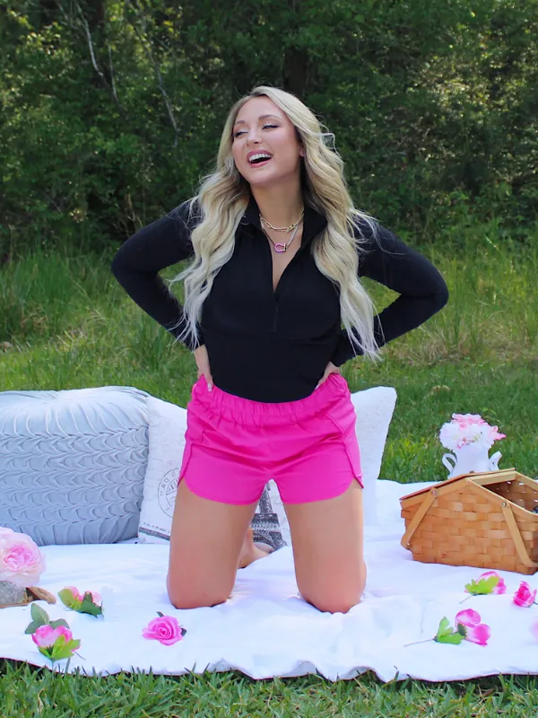 Ultra High Waisted Activewear Shorts, Hot Pink