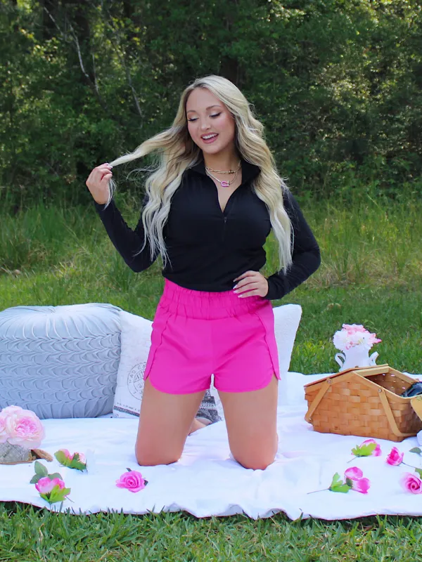 Ultra High Waisted Activewear Shorts, Hot Pink