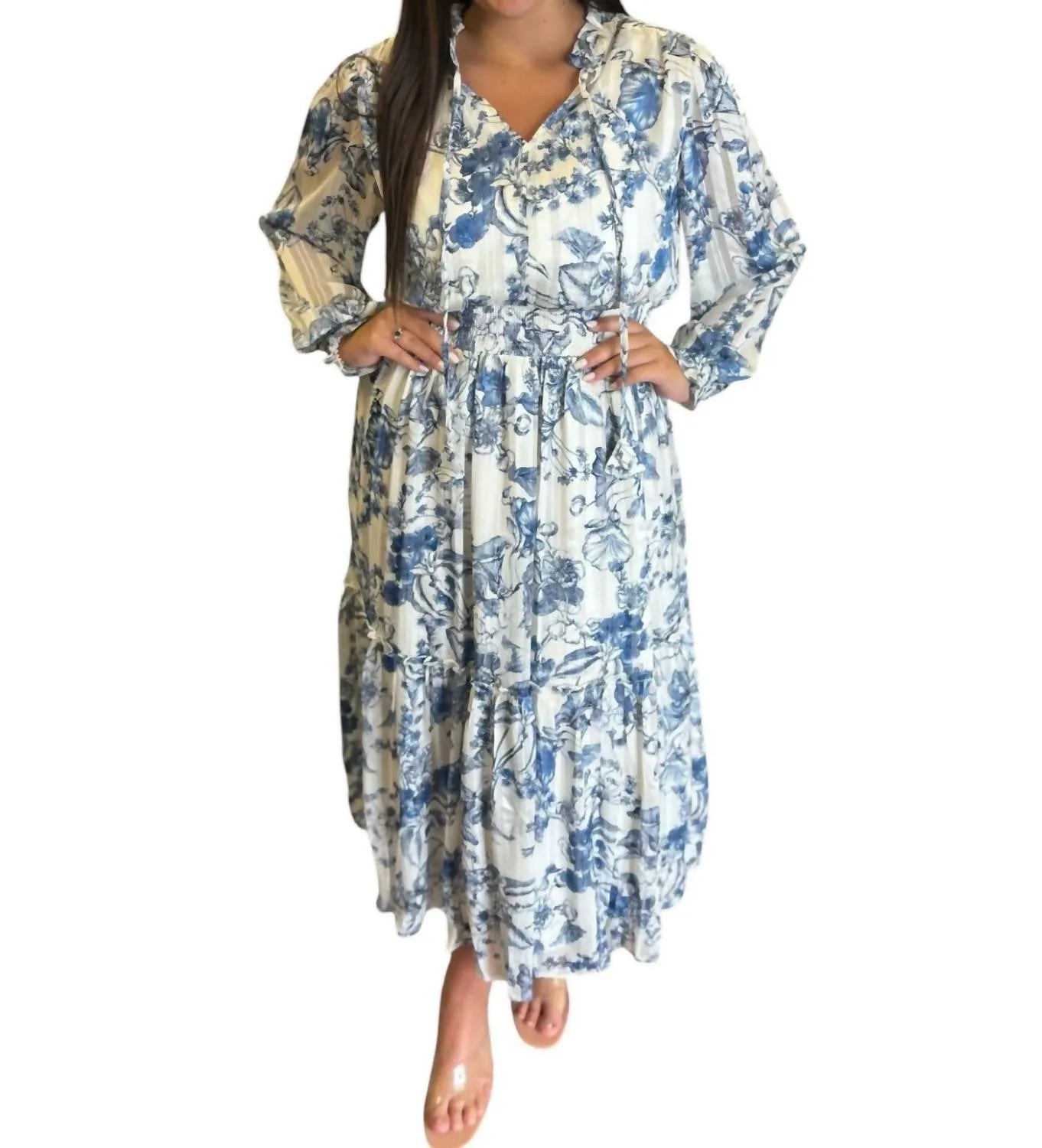 Umgee - "no Winter Blues" Floral Maxi Dress