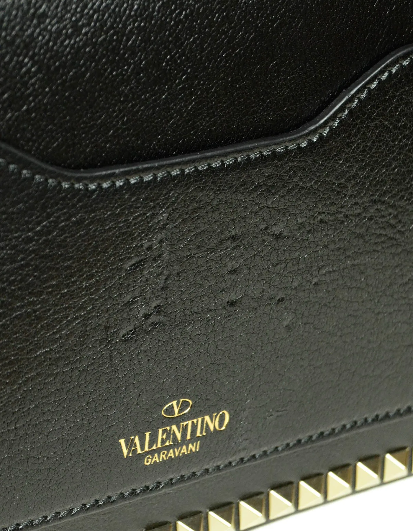 Valentino Black Leather No Limit Single Handle Rockstud Bag w. Strap