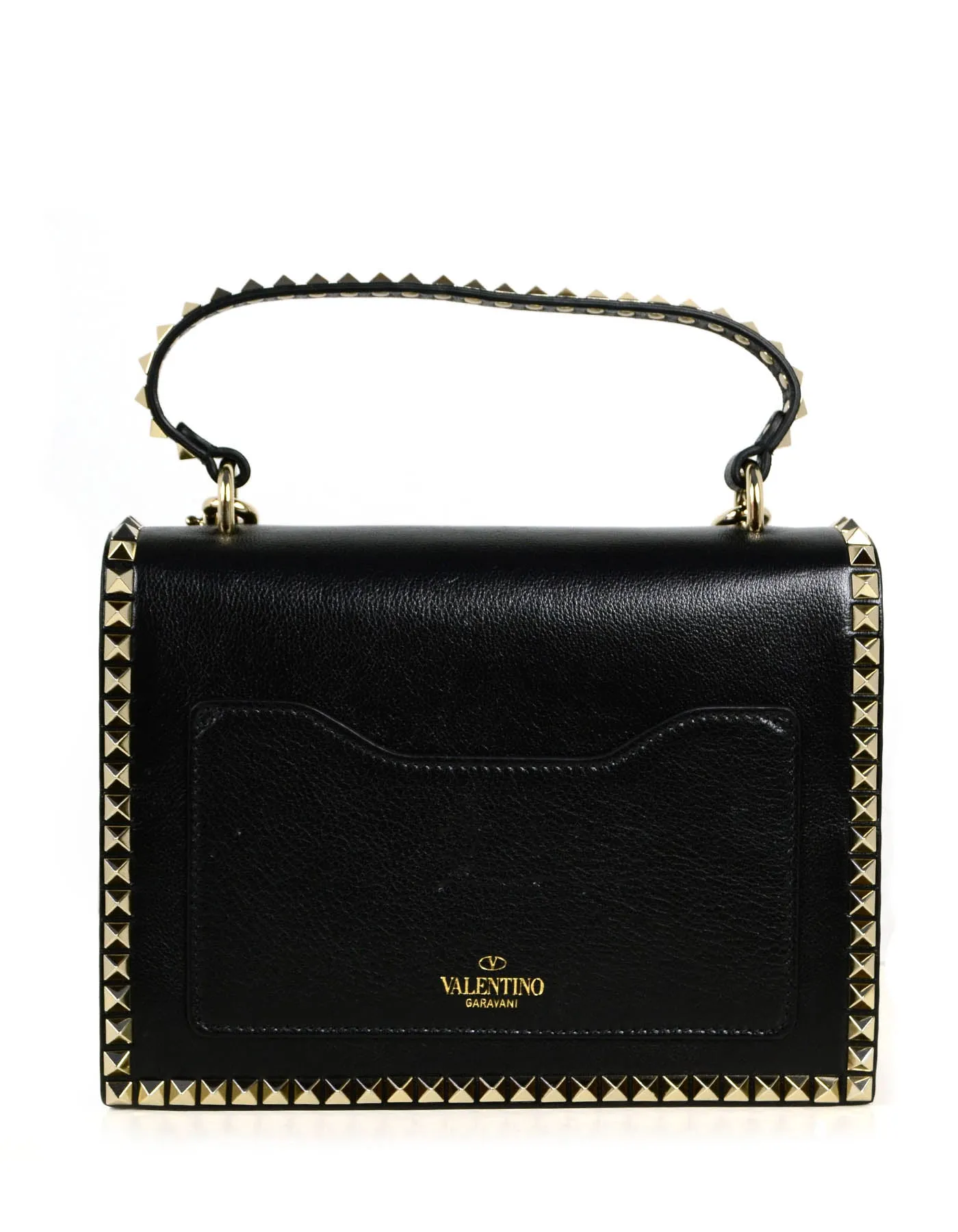 Valentino Black Leather No Limit Single Handle Rockstud Bag w. Strap