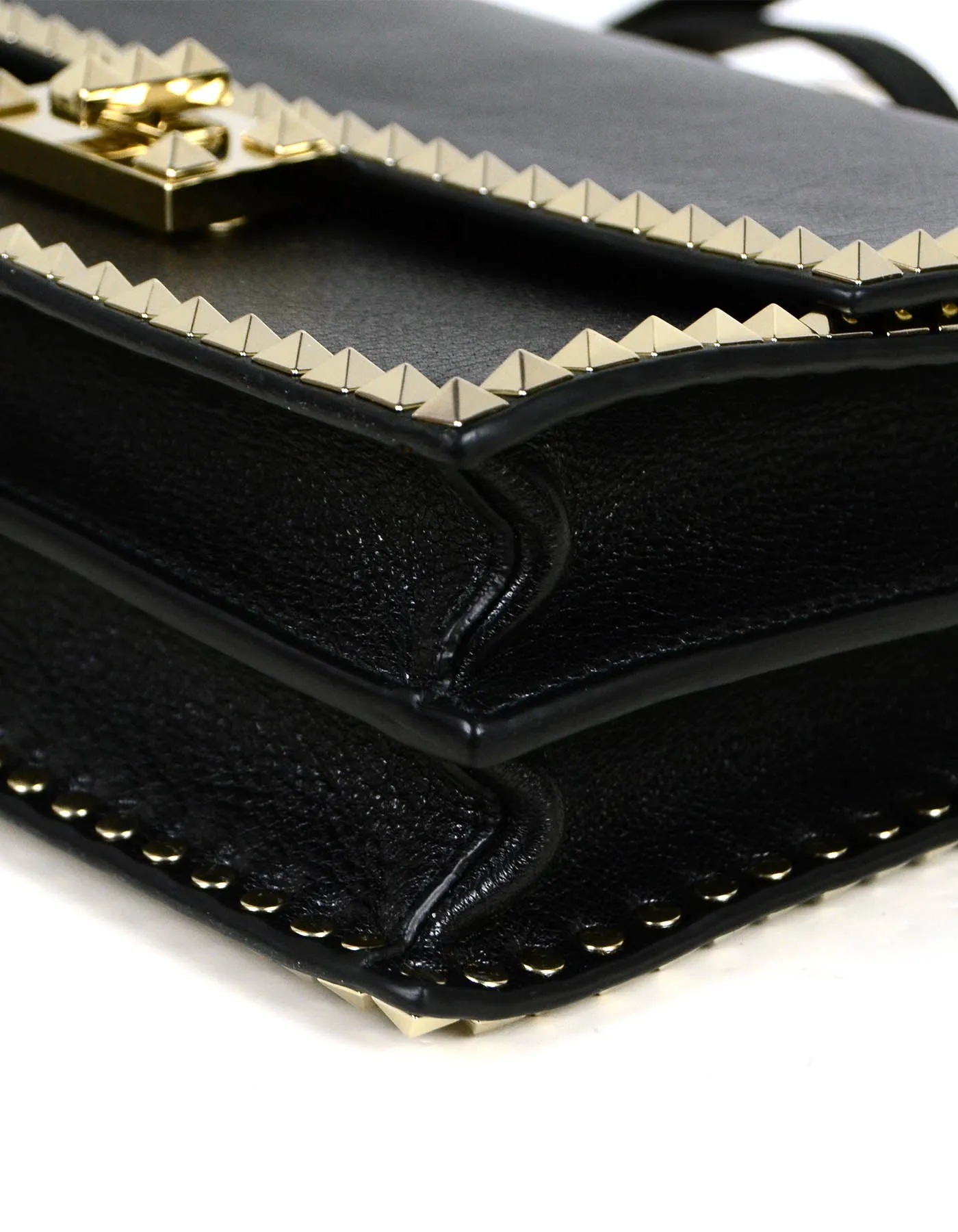 Valentino Black Leather No Limit Single Handle Rockstud Bag w. Strap