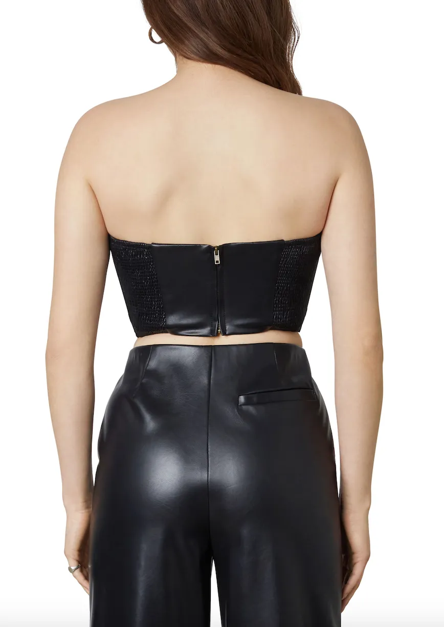 Vegan Leather Corset Crop Top