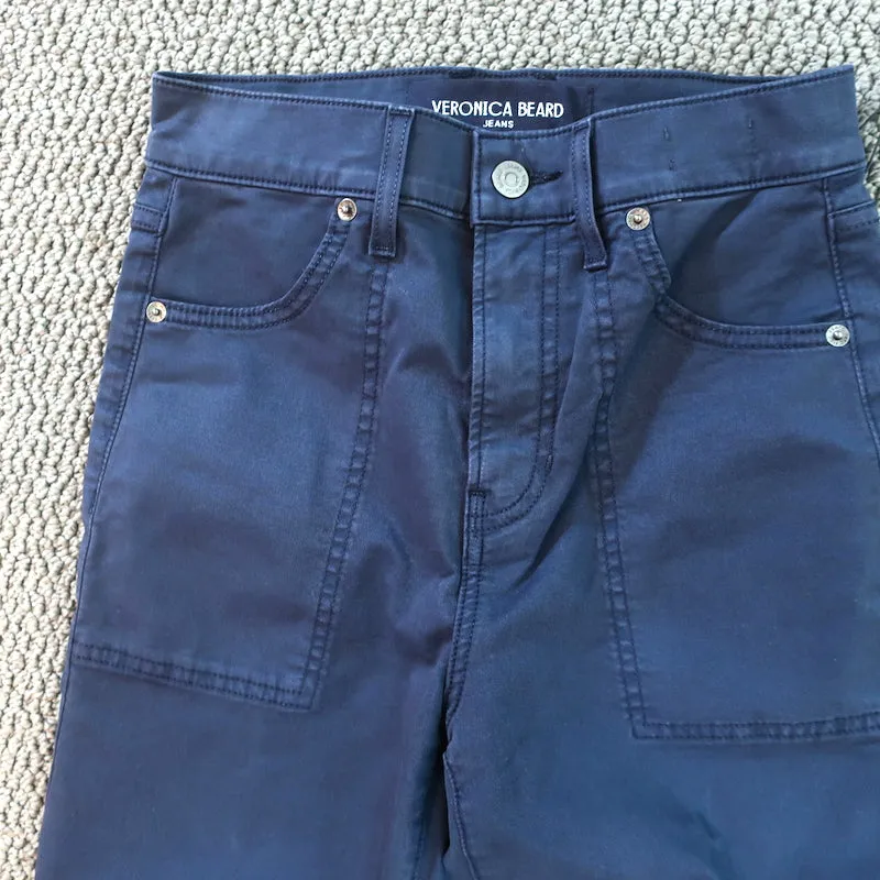 Veronica Beard Crosbie Wide-Leg Patch Pocket Jeans Navy Size 25 NEW