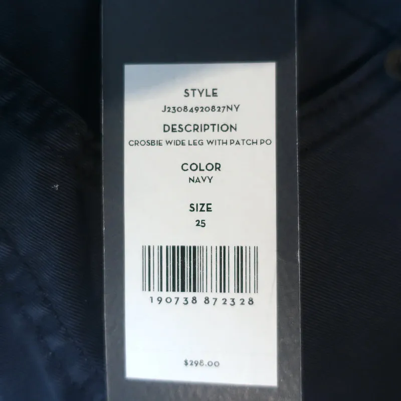 Veronica Beard Crosbie Wide-Leg Patch Pocket Jeans Navy Size 25 NEW