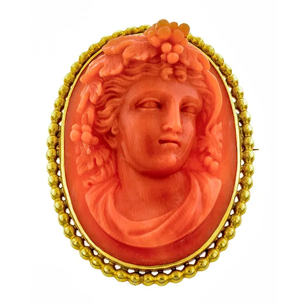 Victorian Coral Bacchante Cameo