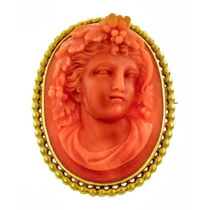 Victorian Coral Bacchante Cameo