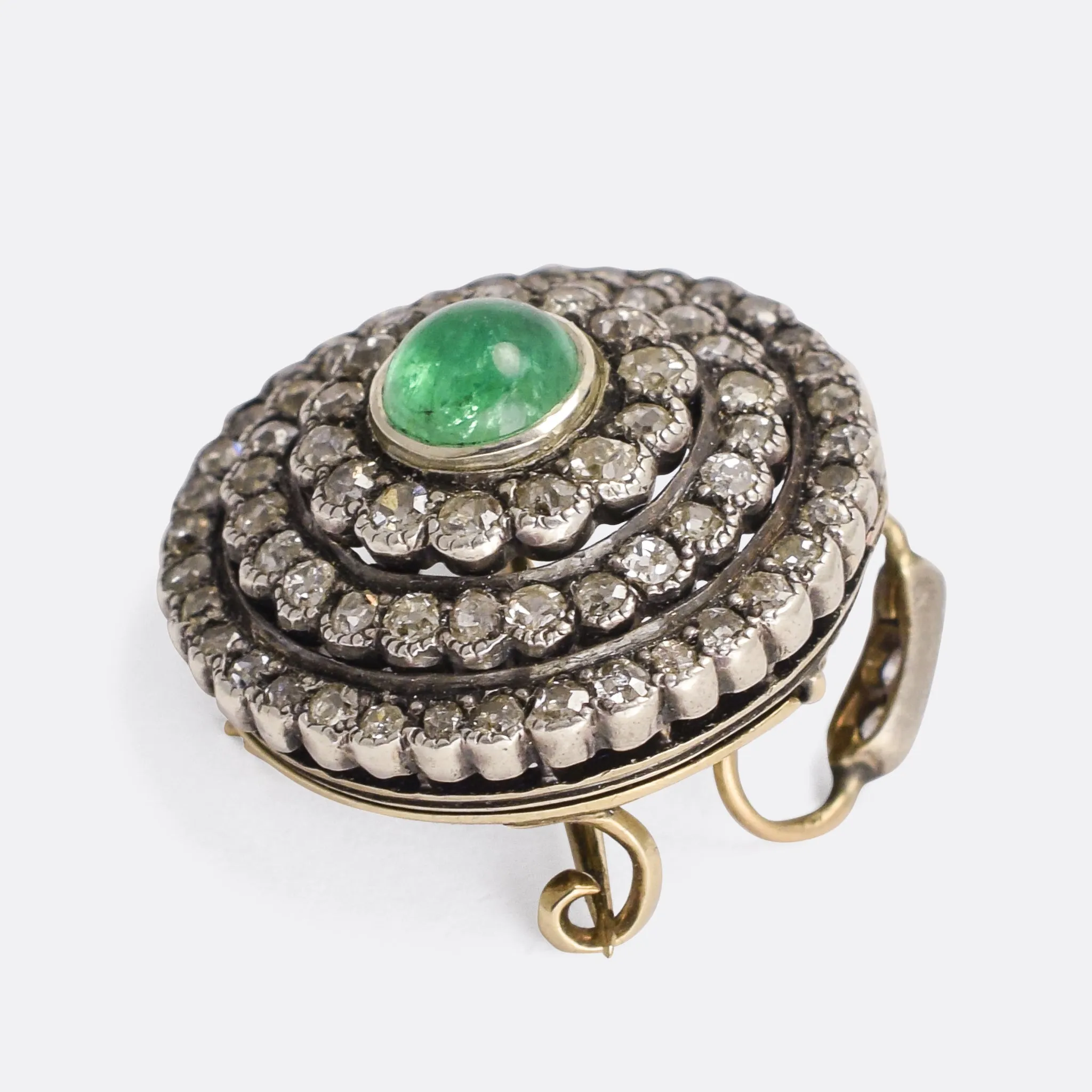 Victorian Diamond & Emerald Cluster Pendant