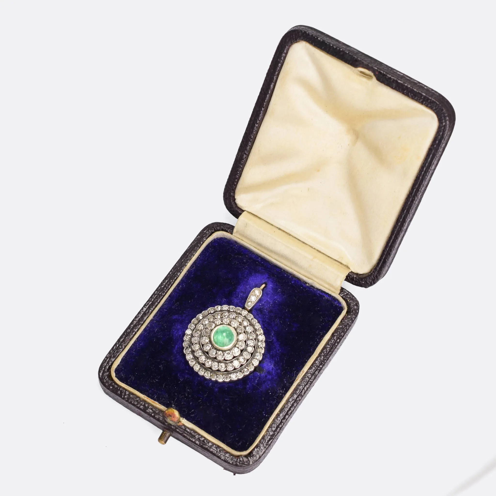 Victorian Diamond & Emerald Cluster Pendant