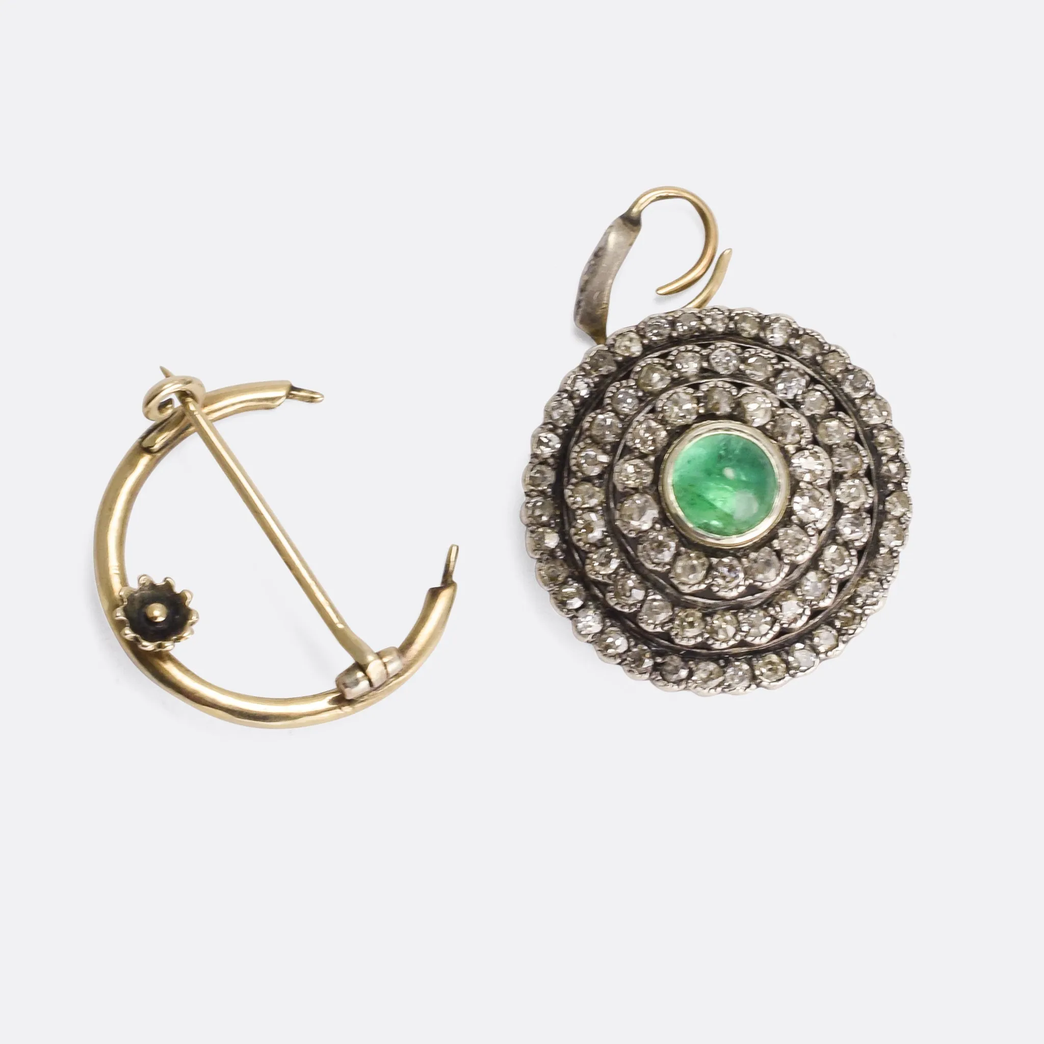 Victorian Diamond & Emerald Cluster Pendant