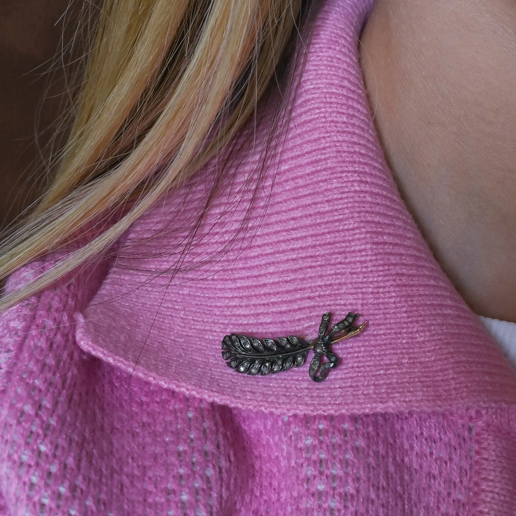 Victorian Diamond Feather Brooch
