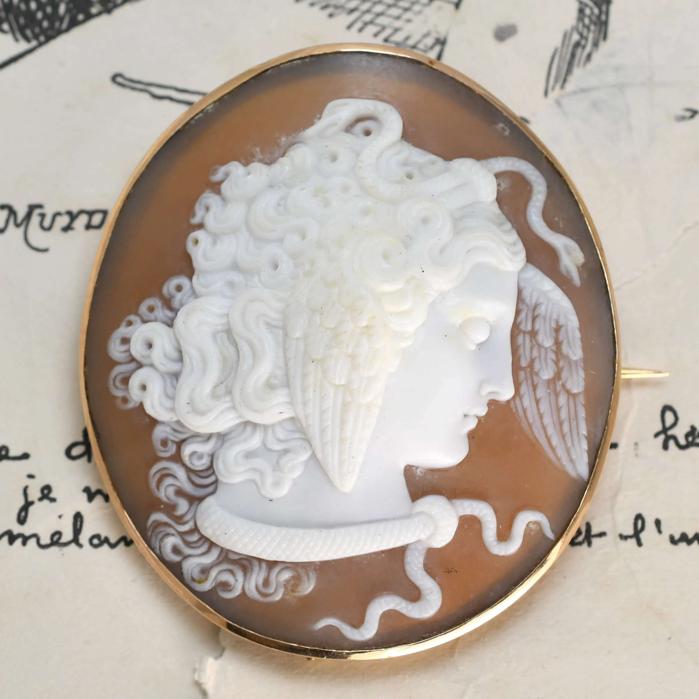Victorian Medusa Cameo Brooch