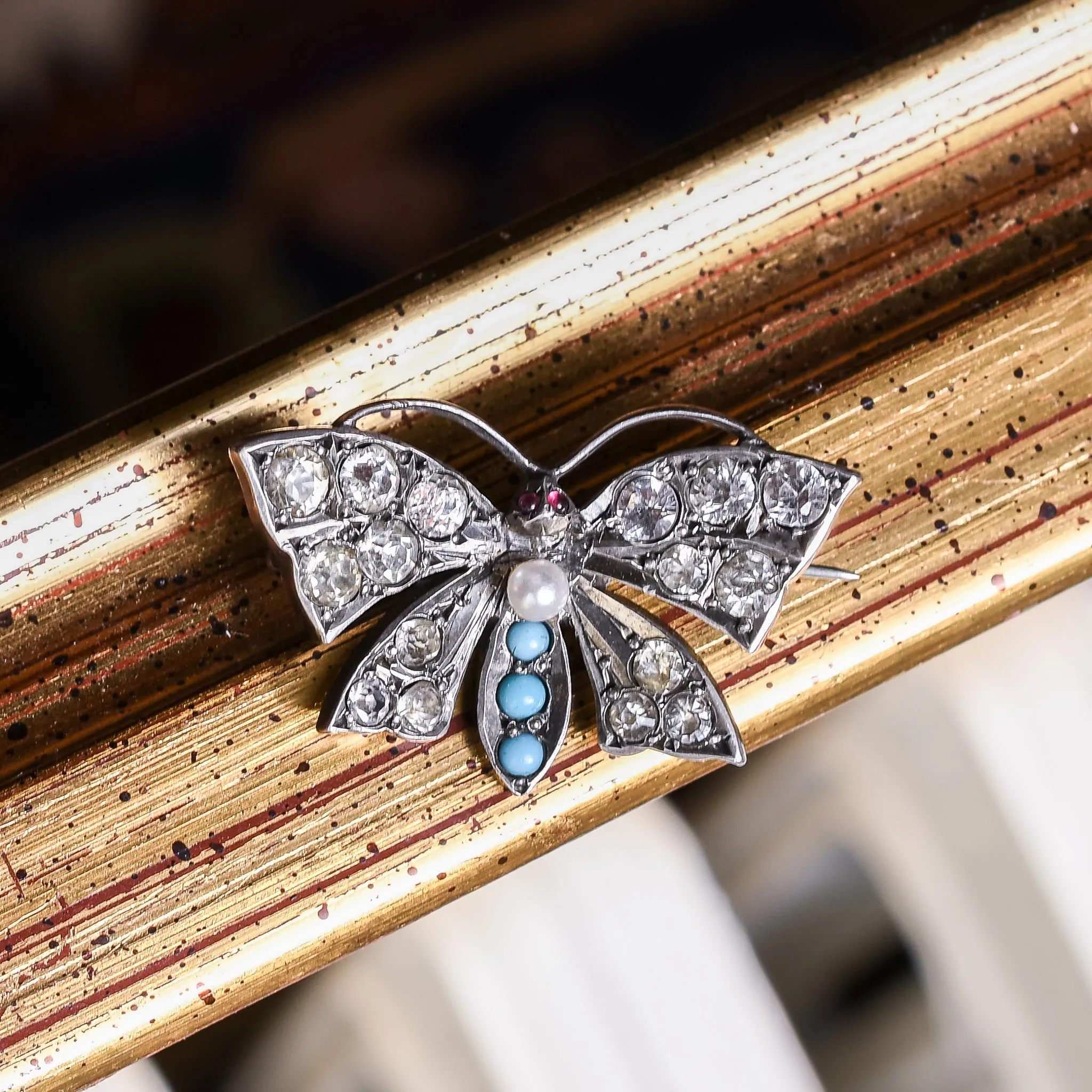 Victorian Paste Butterfly Brooch