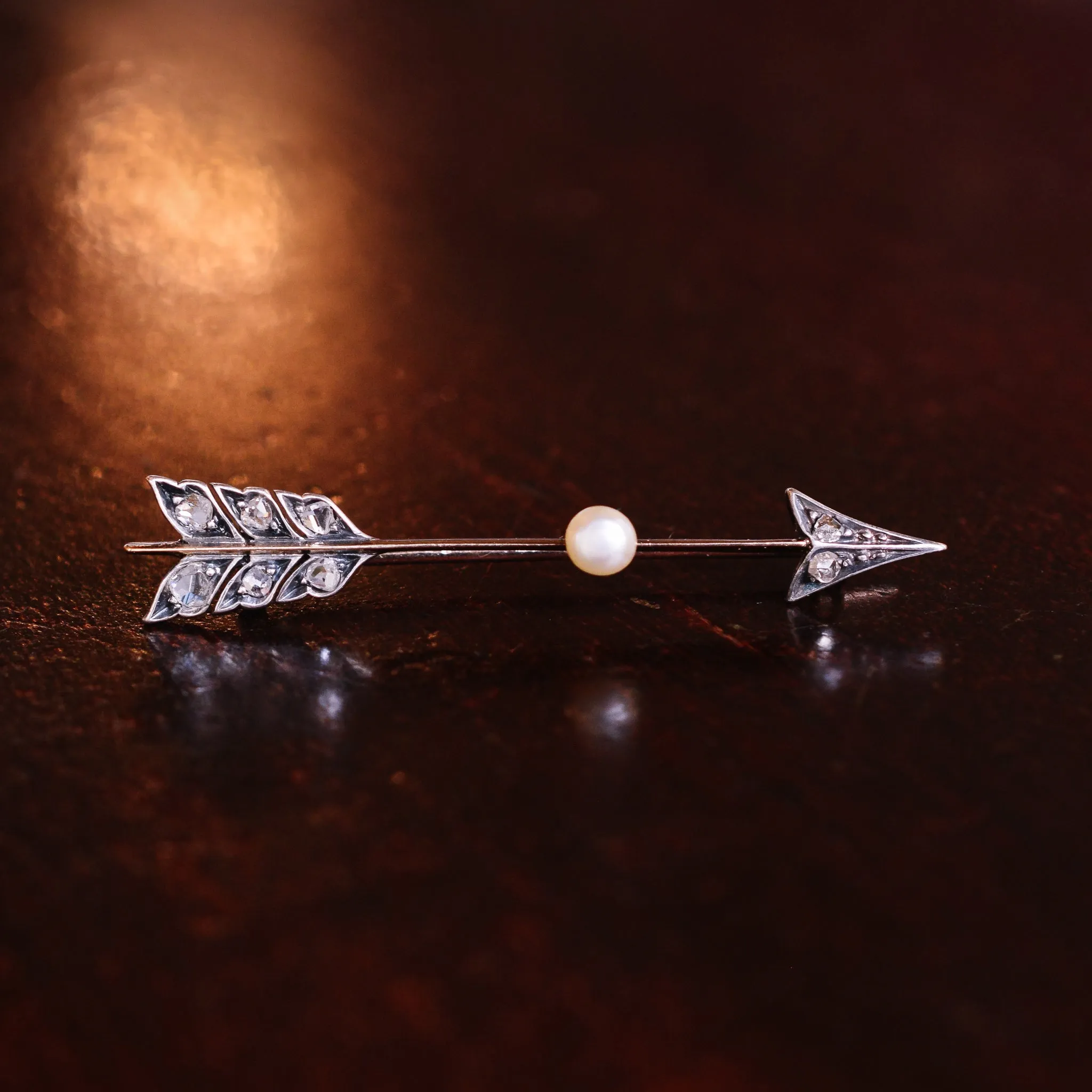 Victorian Pearl & Diamond Arrow Brooch