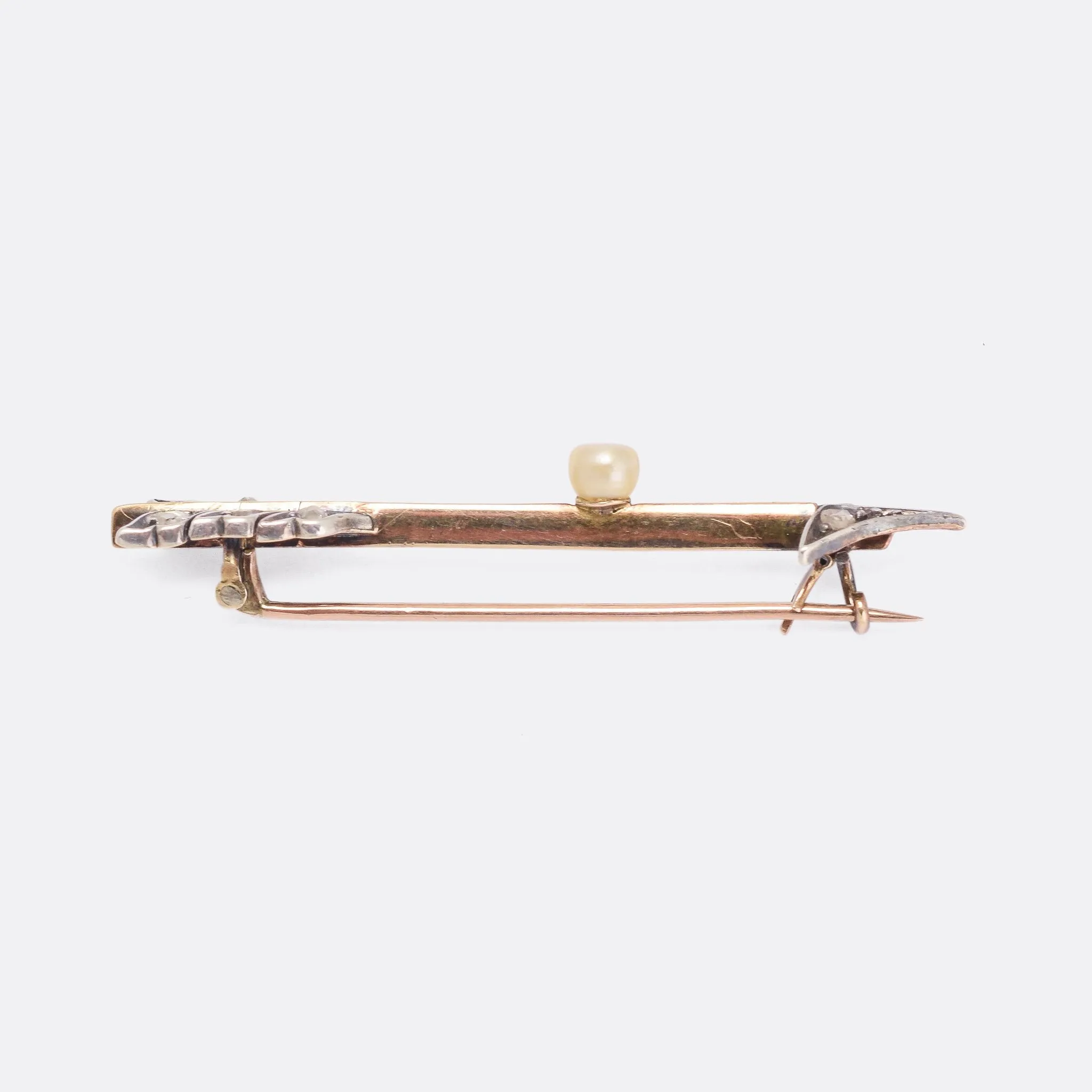 Victorian Pearl & Diamond Arrow Brooch