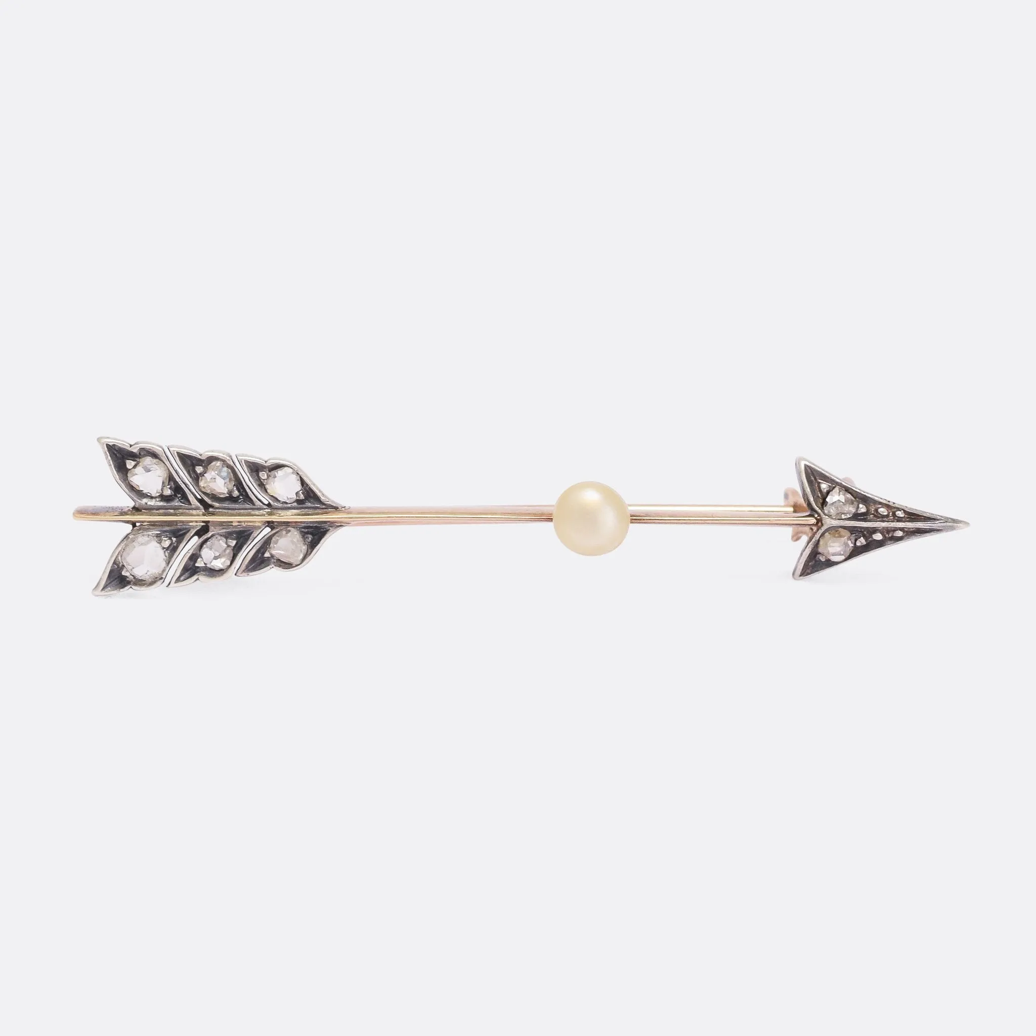 Victorian Pearl & Diamond Arrow Brooch