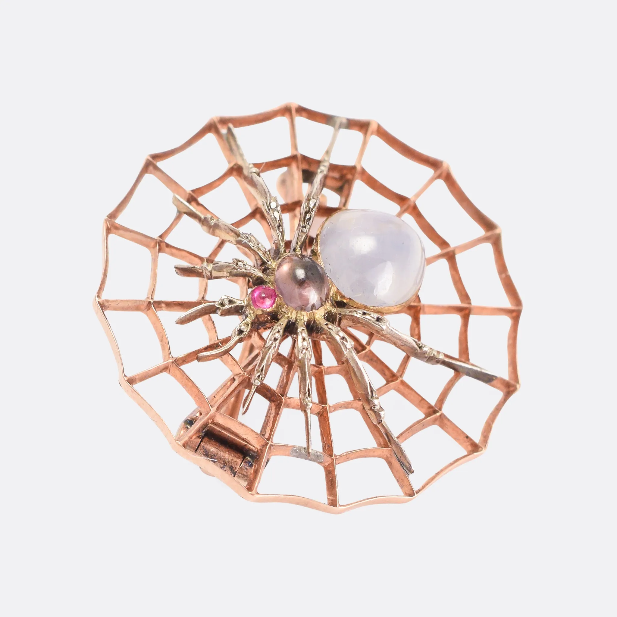 Victorian Star Sapphire Spider & Web Brooch by Carlo Giuliano