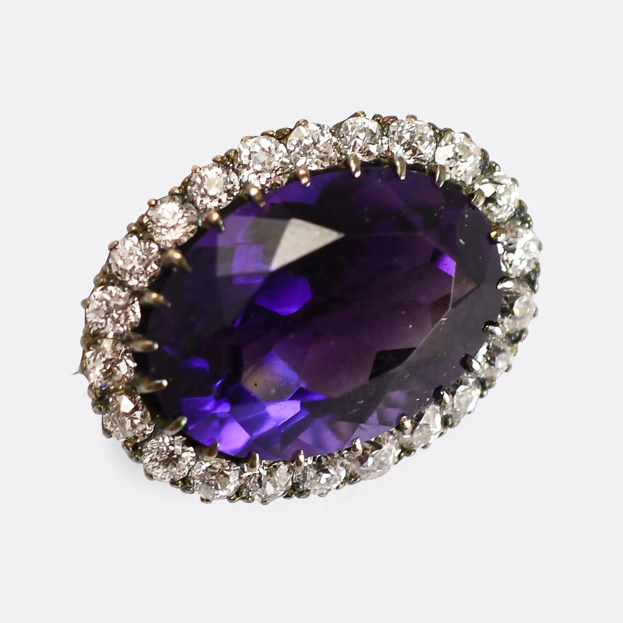 Victorian Tessiers, London Amethyst & Diamond Brooch