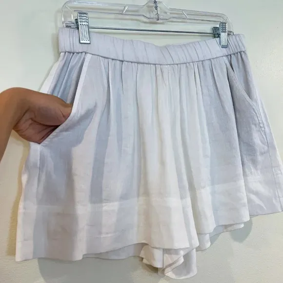 Vince Linen Blend White Elastic Waist Classic Lightweight Designer Shorts Small