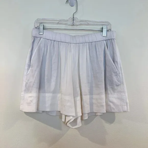 Vince Linen Blend White Elastic Waist Classic Lightweight Designer Shorts Small