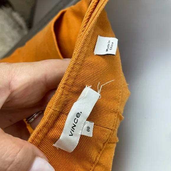 Vince Women’s Belted Twill Cotton Linen Blend High Waist Shorts Burnt Orange