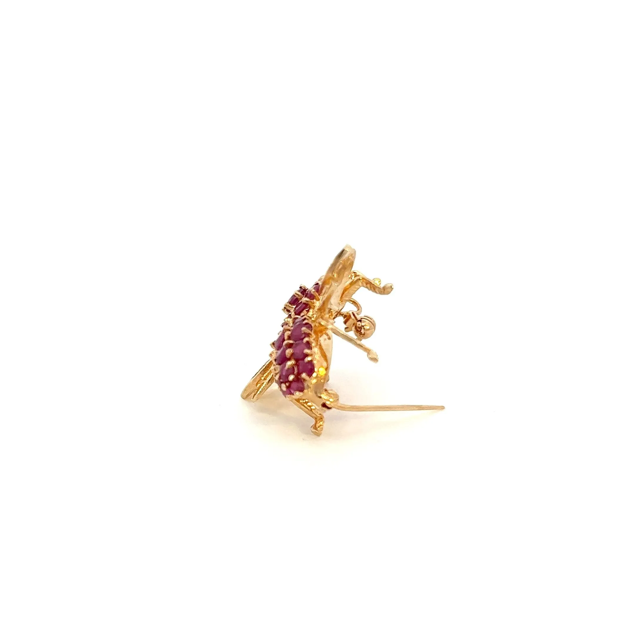 Vintage 14KT Yellow Gold Ruby Bee Pin