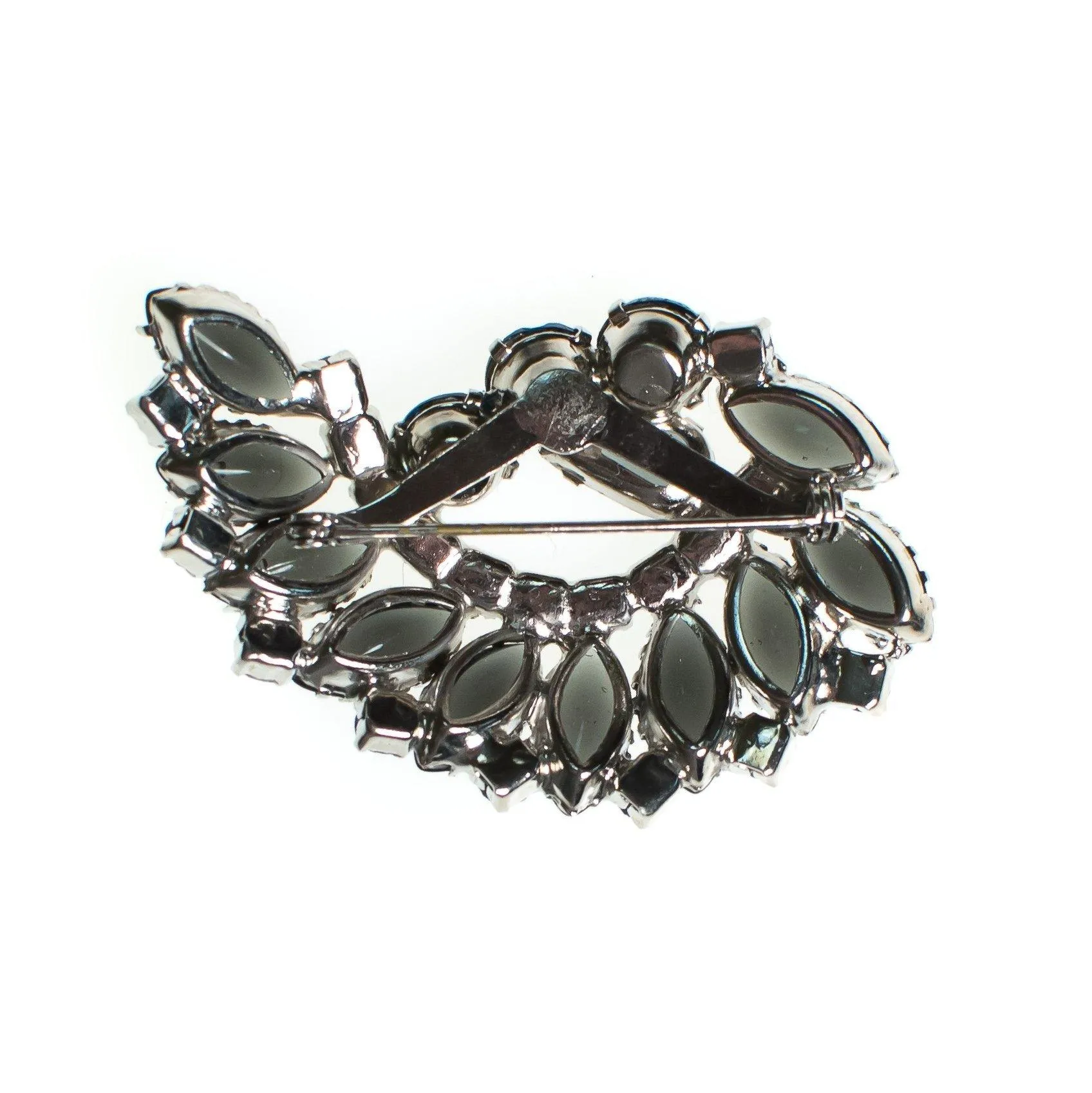 Vintage Brooch, Blue Rhinestones, Light Blue Rhinestones, Smokey Gray Rhinestones, Silver Tone Setting, Brooches and Pins