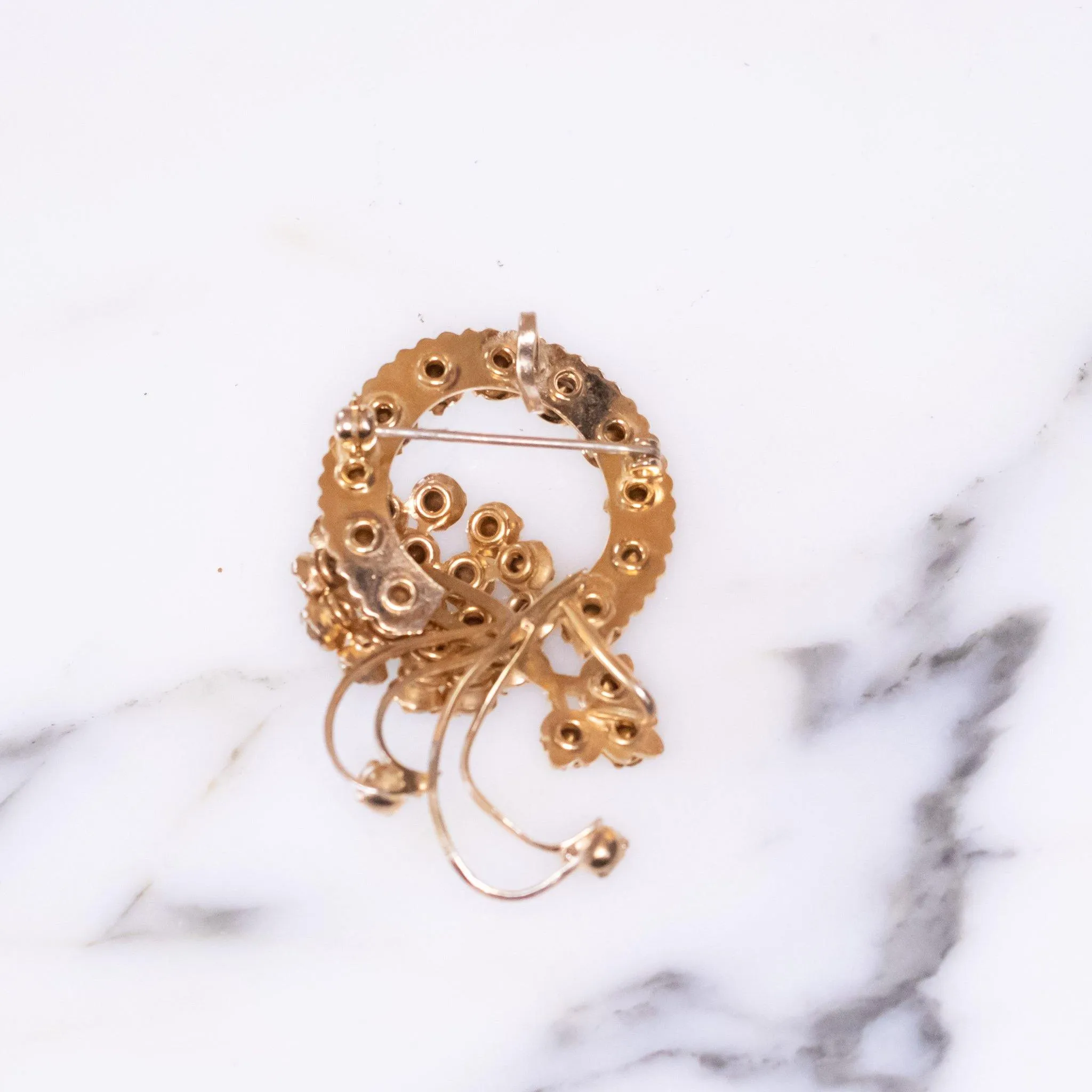 Vintage Brooch, Gold Rhinestones, Diamante Crystals, Gold Tone, Brooches and Pins