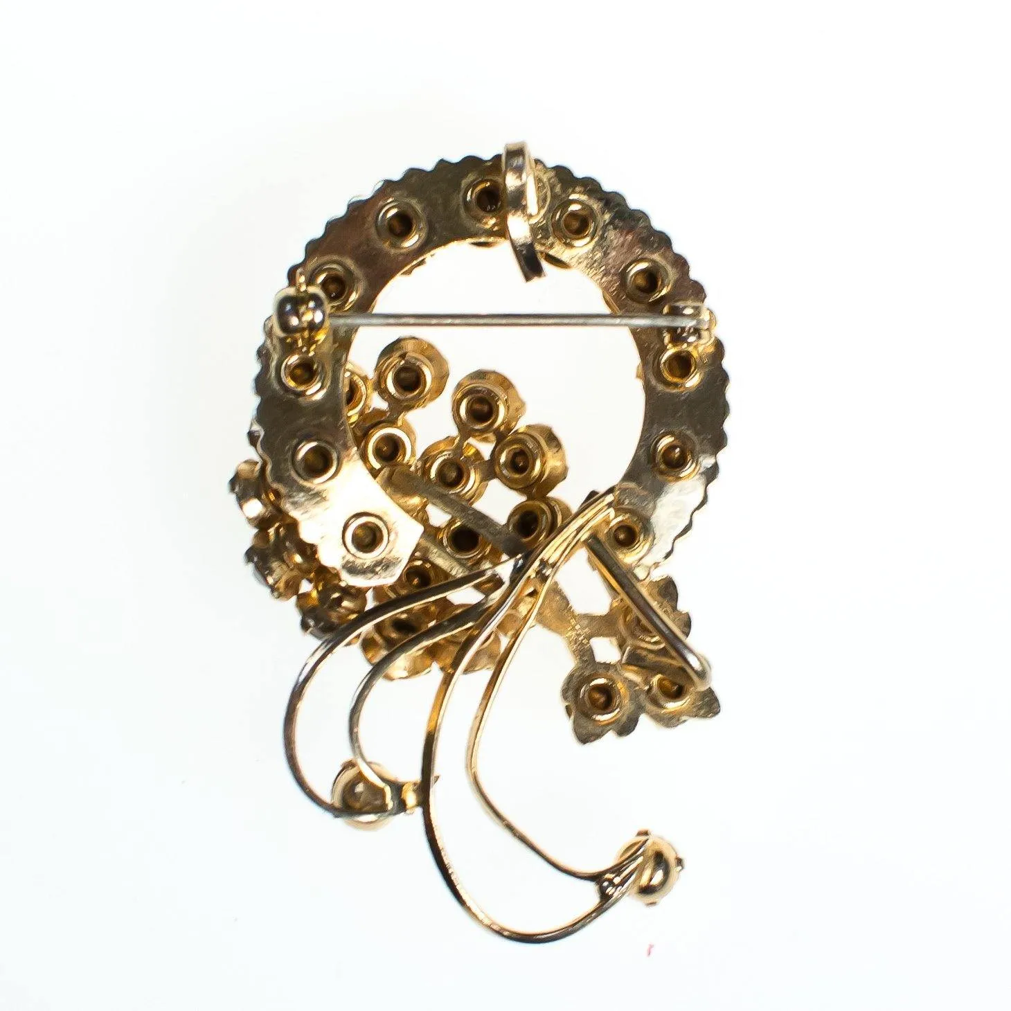 Vintage Brooch, Gold Rhinestones, Diamante Crystals, Gold Tone, Brooches and Pins