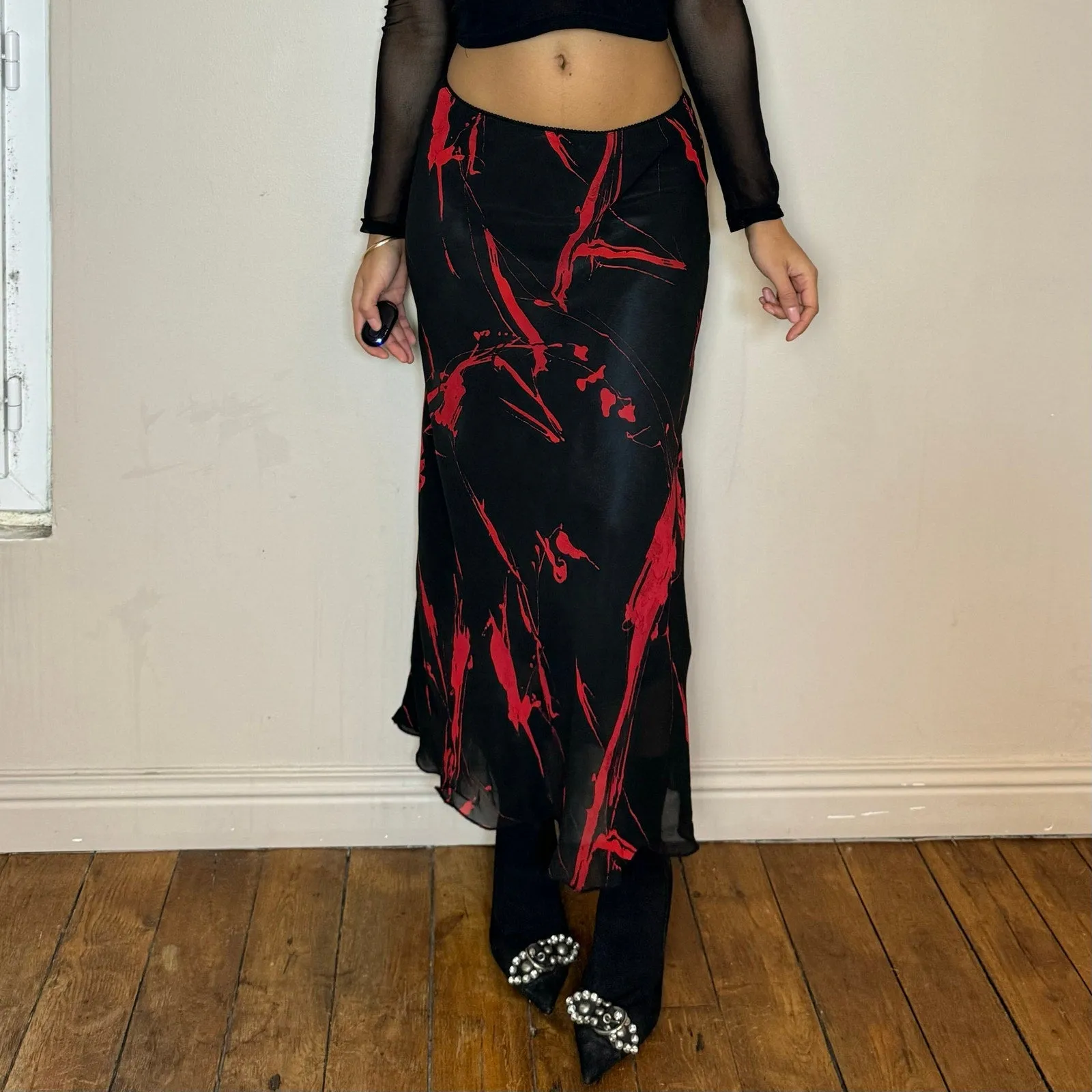 Vintage Graphic Mesh Skirt (S)