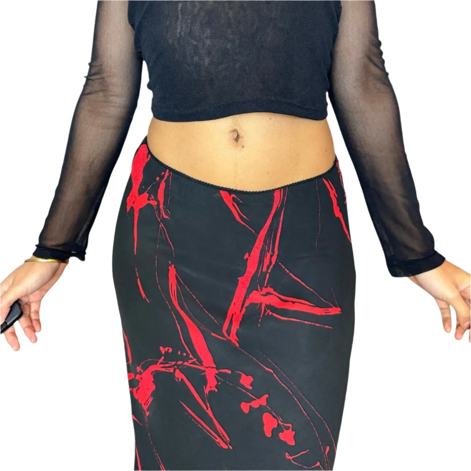 Vintage Graphic Mesh Skirt (S)