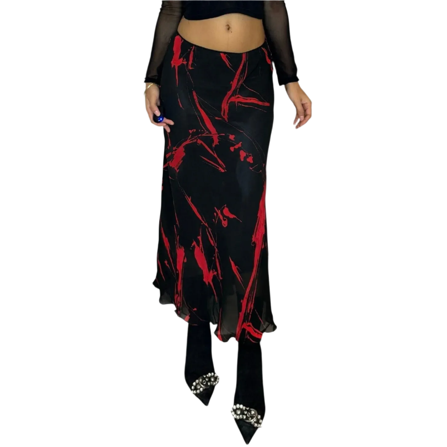 Vintage Graphic Mesh Skirt (S)