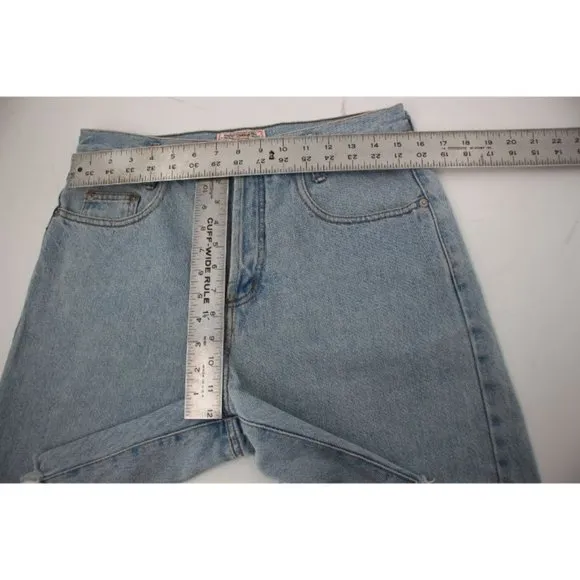 Vintage guess jean shorts Womens 2 W31 8&quot; high waisted denim blue logo pockets