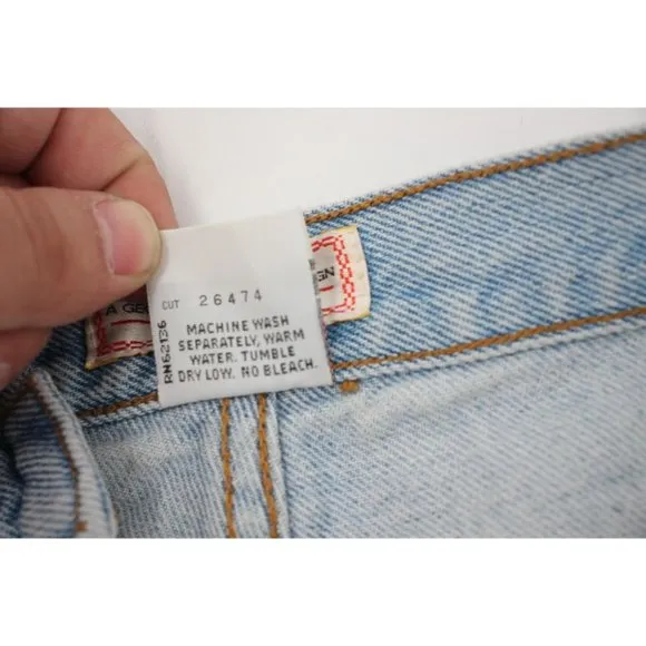 Vintage guess jean shorts Womens 2 W31 8&quot; high waisted denim blue logo pockets
