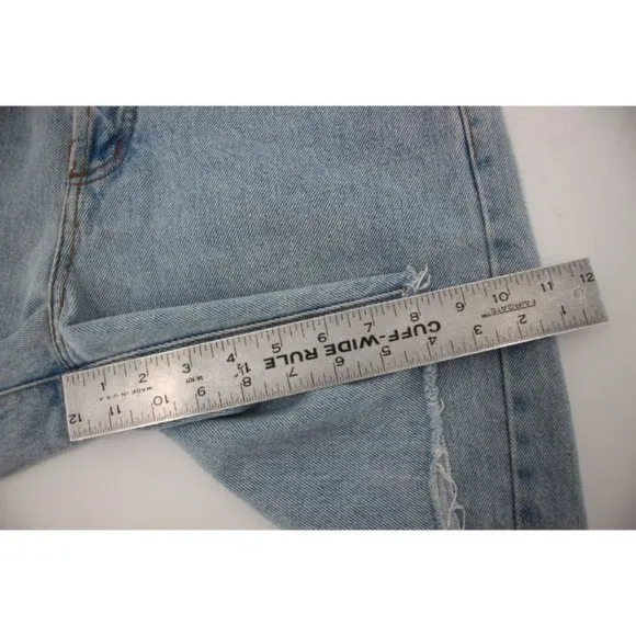 Vintage guess jean shorts Womens 2 W31 8&quot; high waisted denim blue logo pockets
