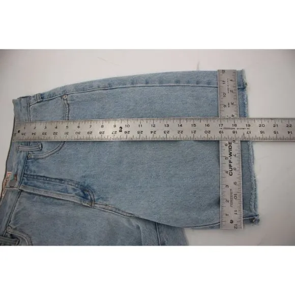 Vintage guess jean shorts Womens 2 W31 8&quot; high waisted denim blue logo pockets