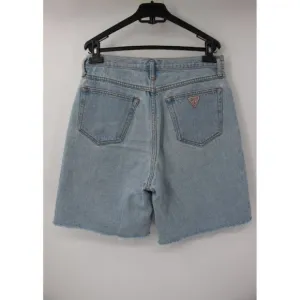 Vintage guess jean shorts Womens 2 W31 8&quot; high waisted denim blue logo pockets