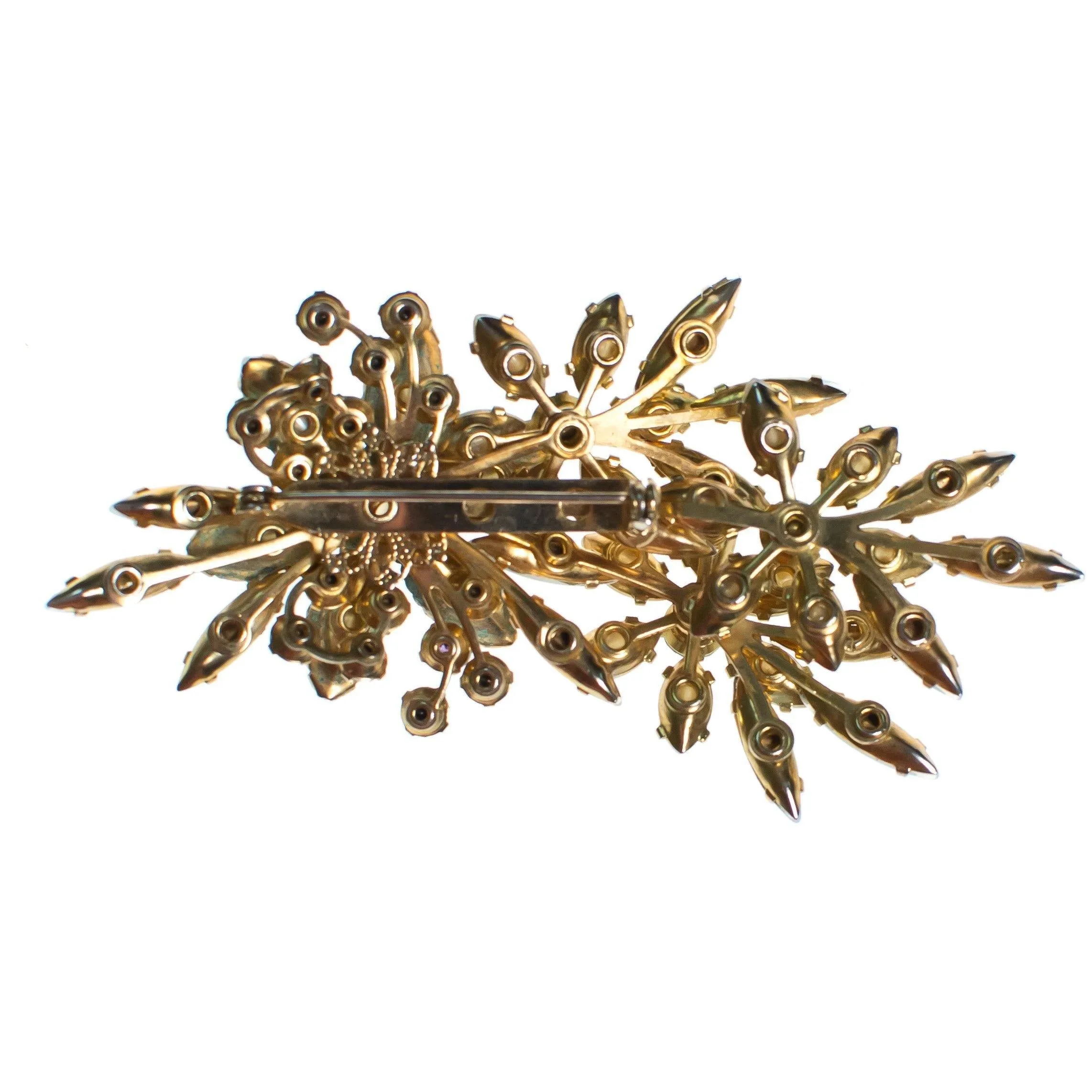 Vintage Judy Lee Faux Pearl and Aurora Borealis Rhinestone Brooch
