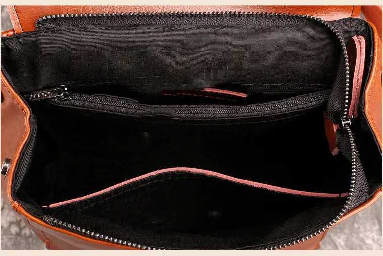 Vintage Leather College Backpack, Shoulder Bag, Fashion Handbags For Women 9212