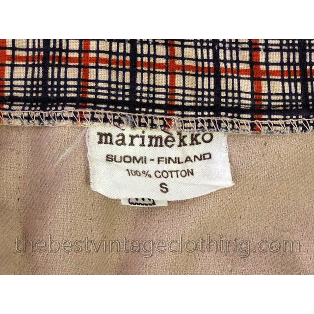Vintage Marimekko Plaid Jumpsuit Coveralls 1970s Small