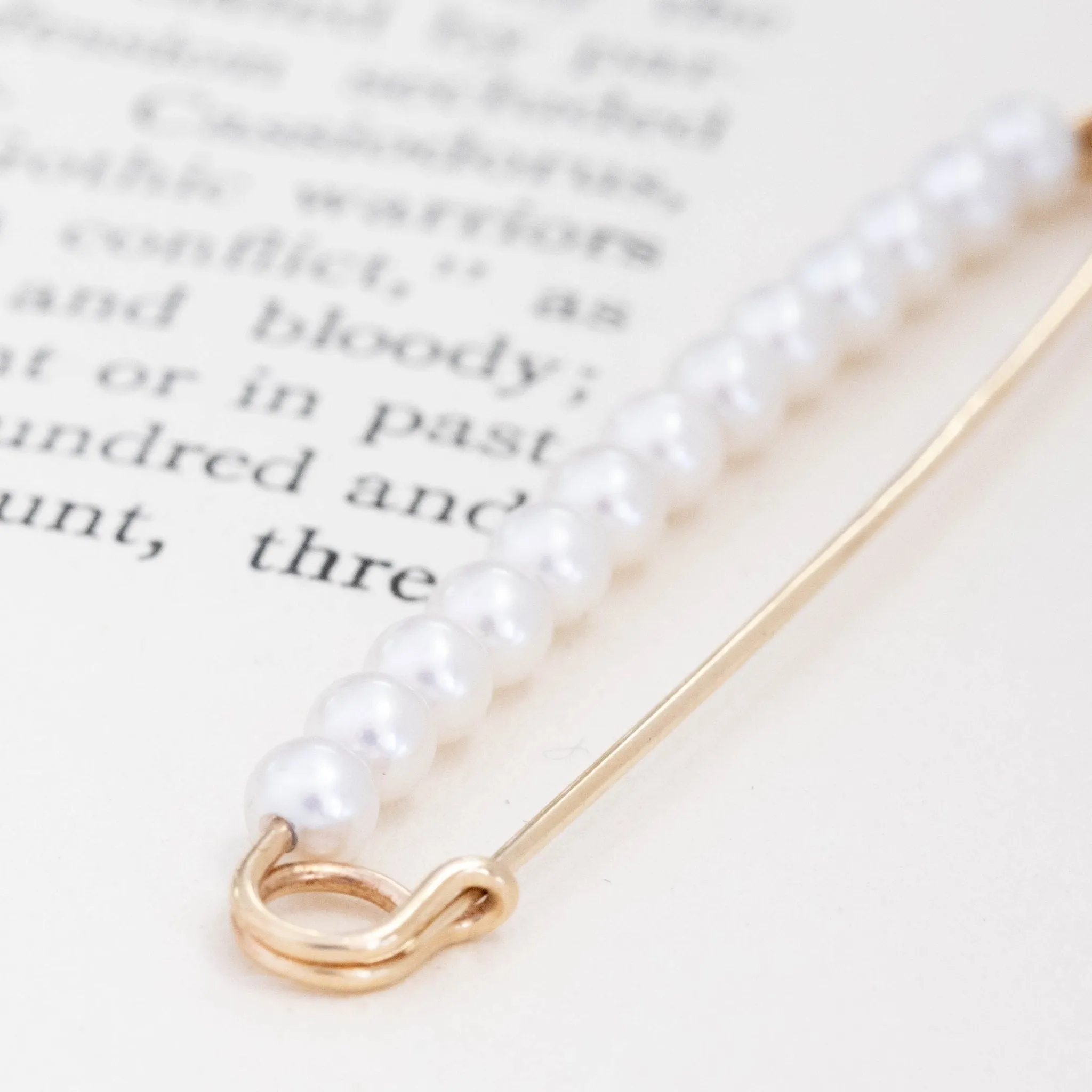 Vintage Pearl Safety Pin Brooch