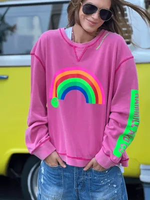 Vintage Rainbow Sweat - Washed Pink