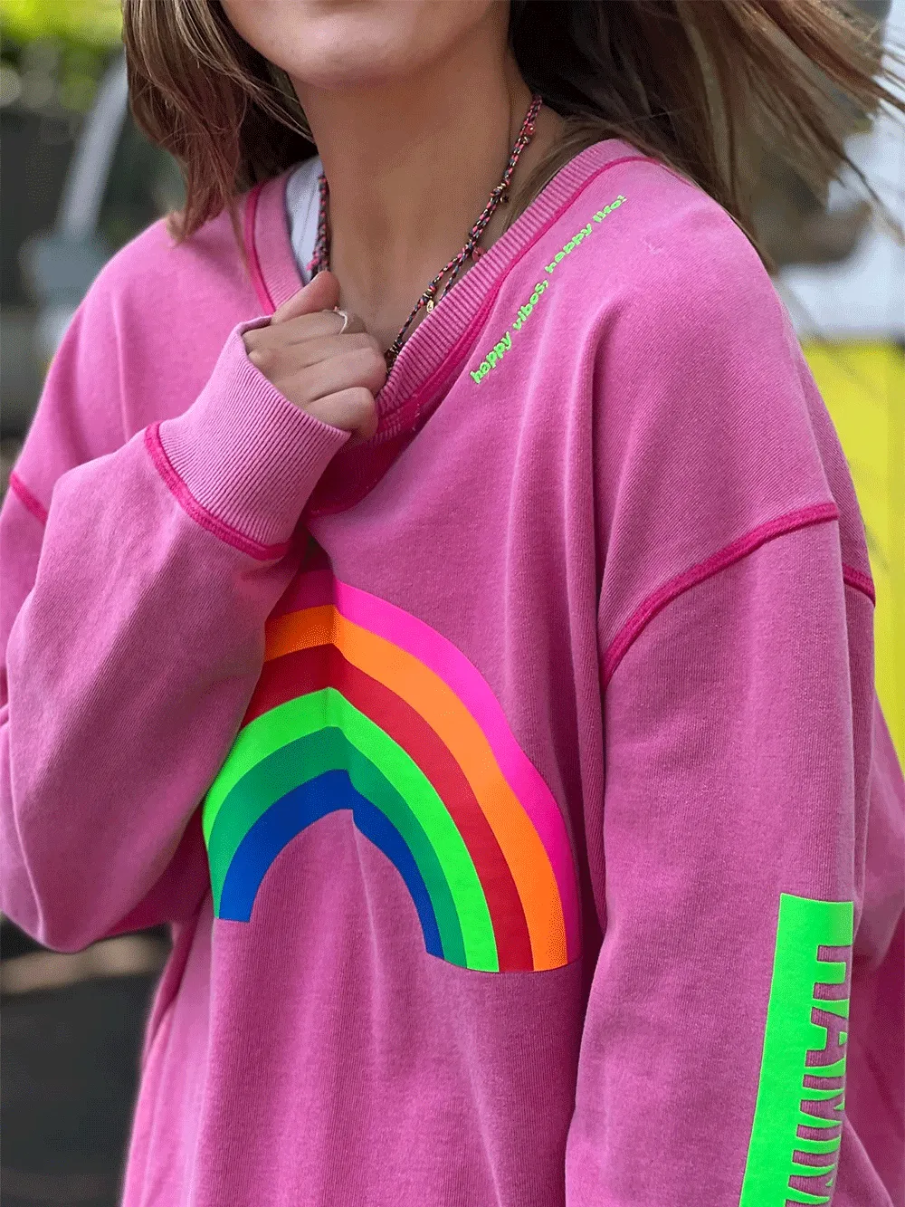 Vintage Rainbow Sweat - Washed Pink