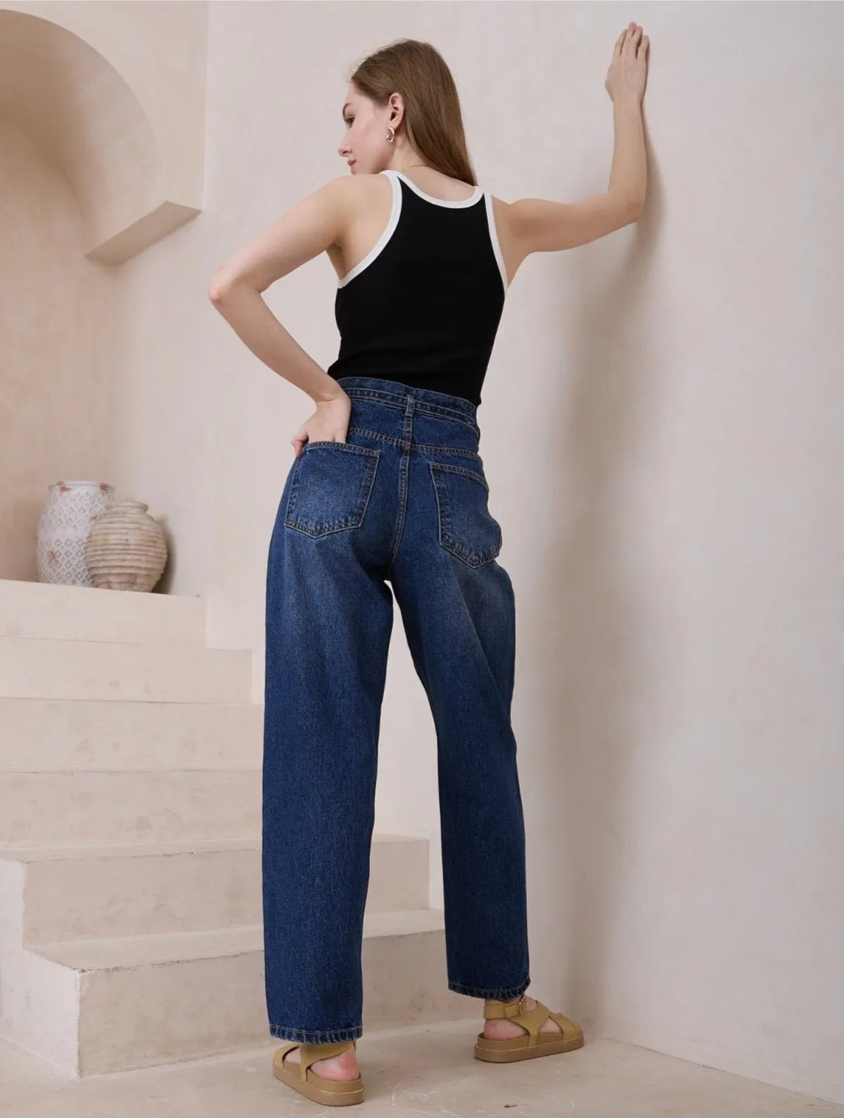 W2031859A-1 BALLOON LEG DENIM JEANS