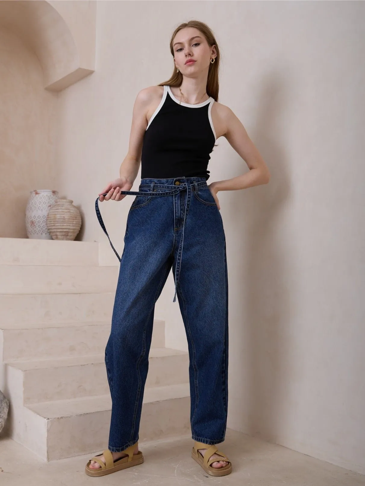 W2031859A-1 BALLOON LEG DENIM JEANS