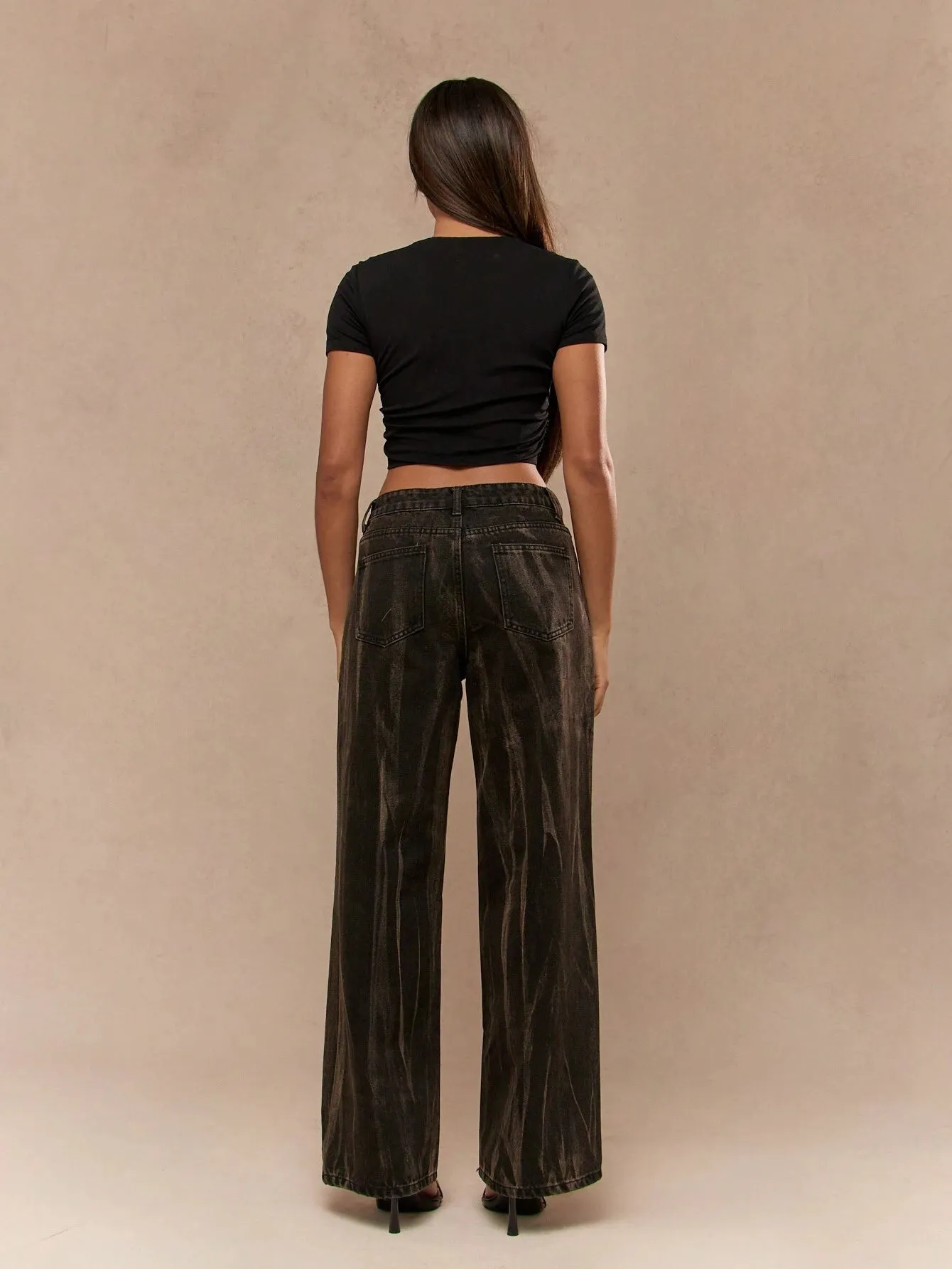 Washed Patterned Wide-Leg Jeans | Trendy & Relaxed Denim