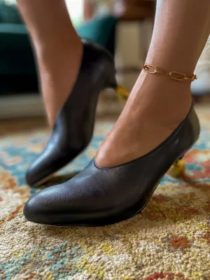 Water Droplets Mirror Heel Pump - Black